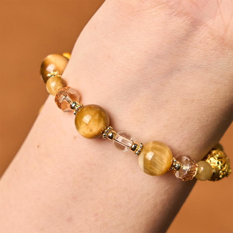 Buddha Stones天然タイガーアイビーズ重量強度ブレスレット