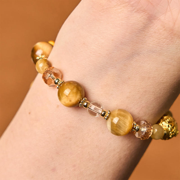 Buddha Stones天然タイガーアイビーズ重量強度ブレスレット
