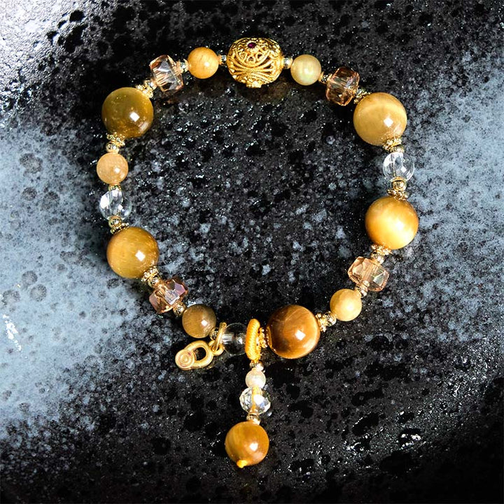 Buddha Stones天然タイガーアイビーズ重量強度ブレスレット