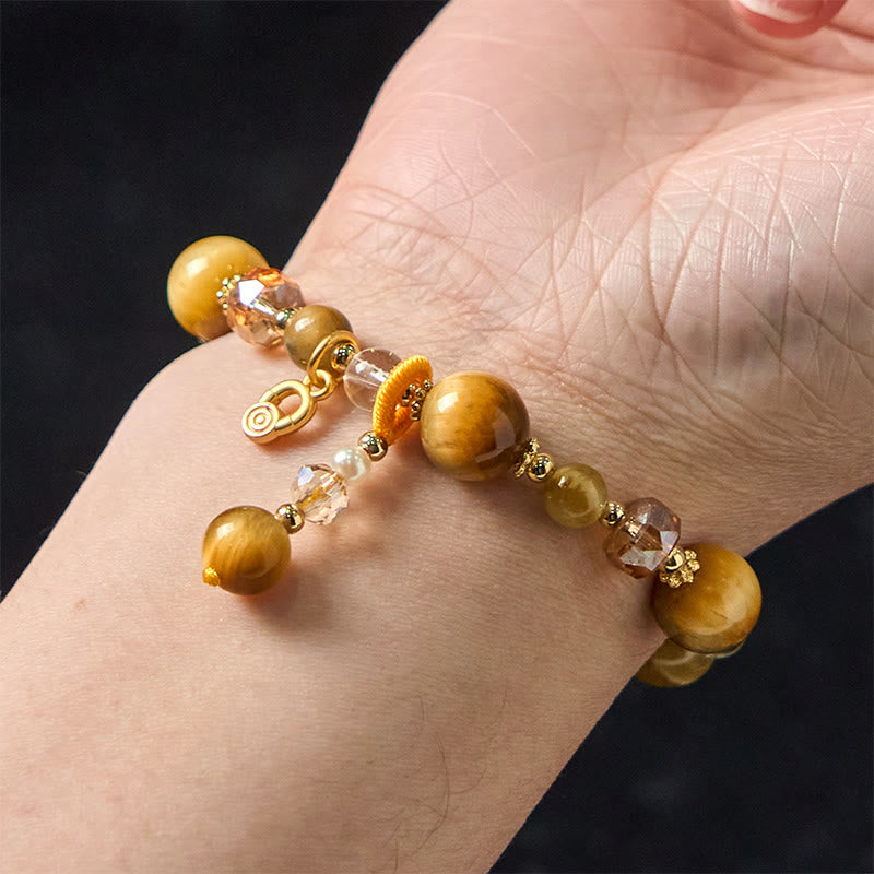 Buddha Stones天然タイガーアイビーズ重量強度ブレスレット
