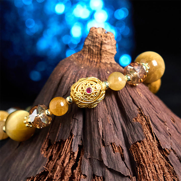 Buddha Stones天然タイガーアイビーズ重量強度ブレスレット
