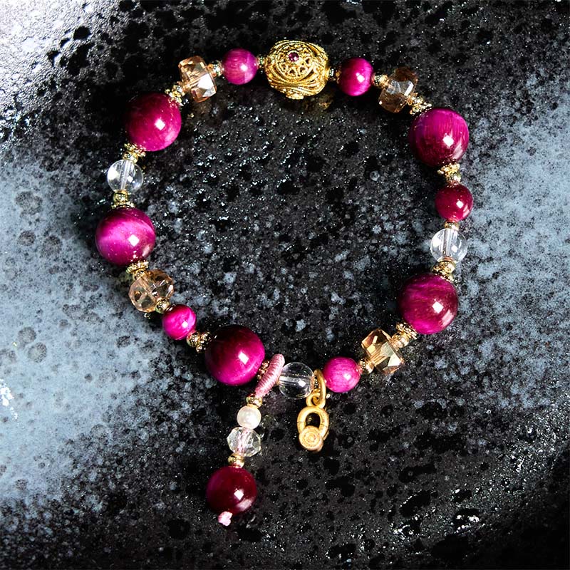 Buddha Stones天然レッドタイガーアイグリーンタイガーアイビーズウェイトバランスブレスレット
