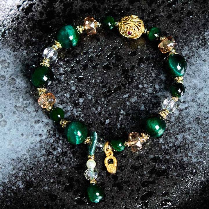 Buddha Stones天然レッドタイガーアイグリーンタイガーアイビーズウェイトバランスブレスレット