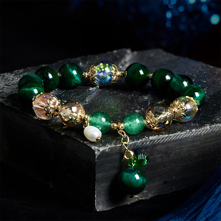 Buddha Stones天然レッドタイガーアイグリーンタイガーアイビーズウェイトバランスブレスレット