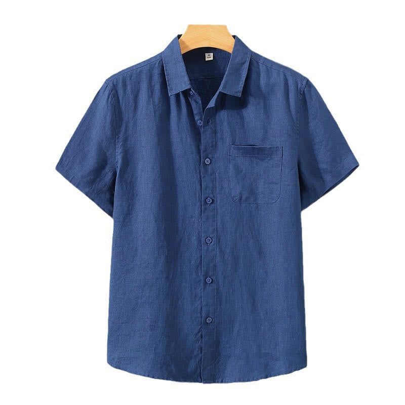 Buddha Stones夏カジュアル 純色ボタン コットン メンズ 半袖シャツ ポケット付き - image 9