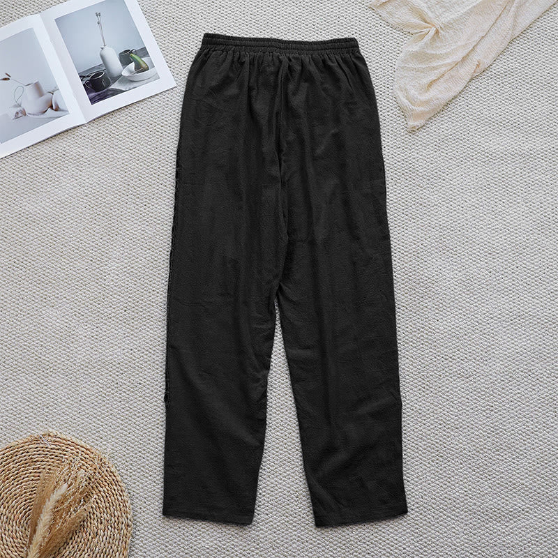 Buddha Stones夏 無地 つなぎ デザイン コットン リネン レディース パンツ ポケット付き - image 8