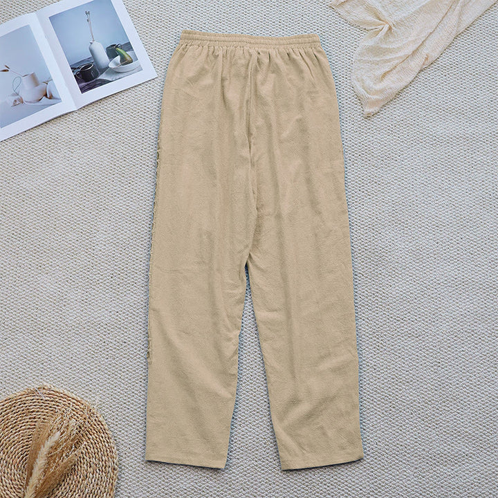 Buddha Stones夏 無地 つなぎ デザイン コットン リネン レディース パンツ ポケット付き - image 23