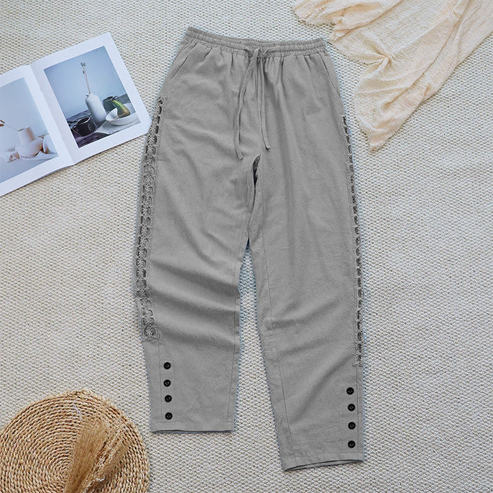 Buddha Stones夏 無地 つなぎ デザイン コットン リネン レディース パンツ ポケット付き - image 15