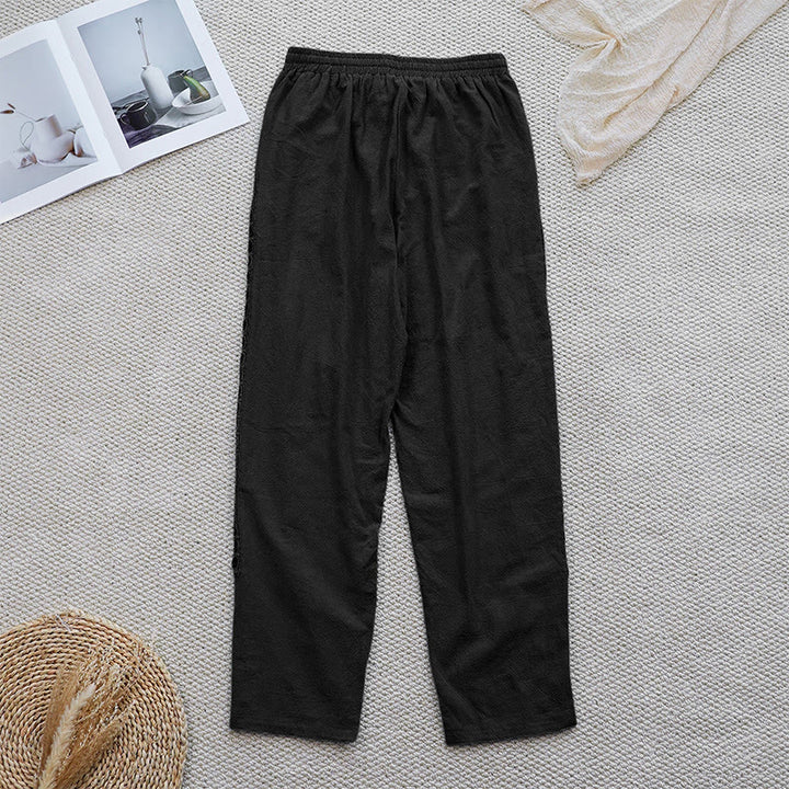 Buddha Stones夏 無地 つなぎ デザイン コットン リネン レディース パンツ ポケット付き - image 8