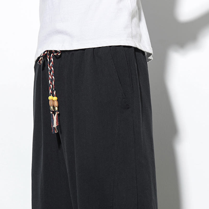 Buddha Stonesカジュアル サマー ドローストリング 7-8丈 リネン メンズ ハーレムパンツ ポケット付き - image 28