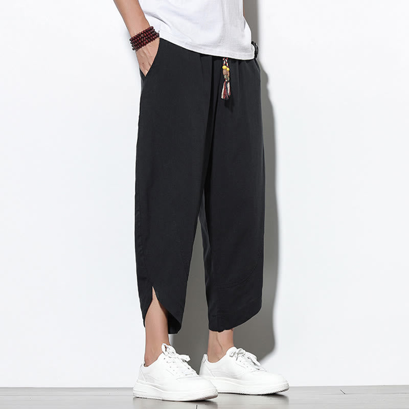 Buddha Stonesカジュアル サマー ドローストリング 7-8丈 リネン メンズ ハーレムパンツ ポケット付き - image 24