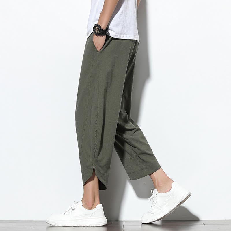 Buddha Stonesカジュアル サマー ドローストリング 7-8丈 リネン メンズ ハーレムパンツ ポケット付き - image 33