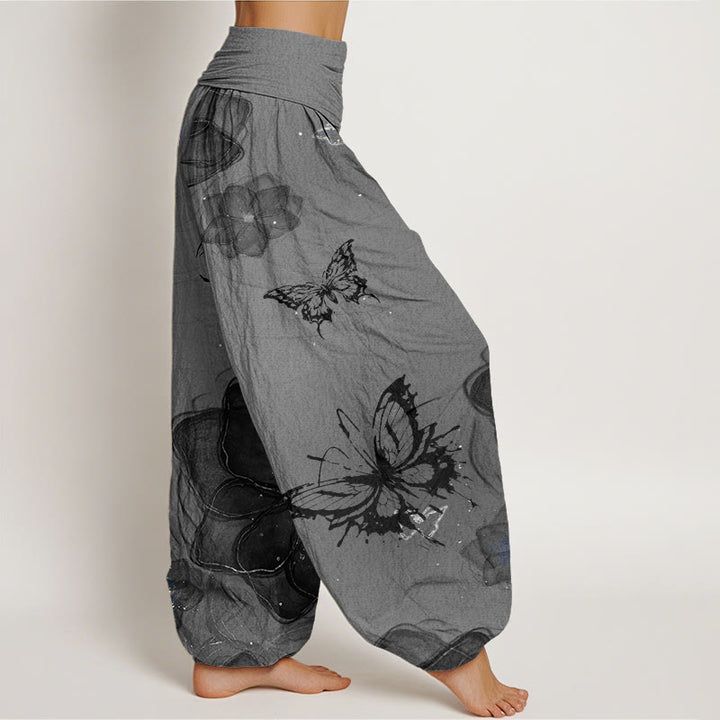 Buddha Stones、蝶、花柄、レディース、伸縮性ウエスト、ハーレムパンツ - image 7
