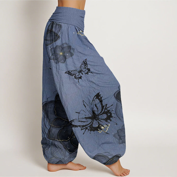 Buddha Stones、蝶、花柄、レディース、伸縮性ウエスト、ハーレムパンツ - image 10