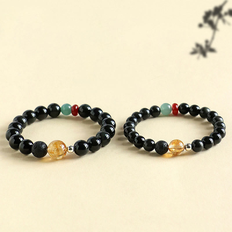 Buddha Stones天然黒曜石ビーズ 強さと充実感のブレスレット
