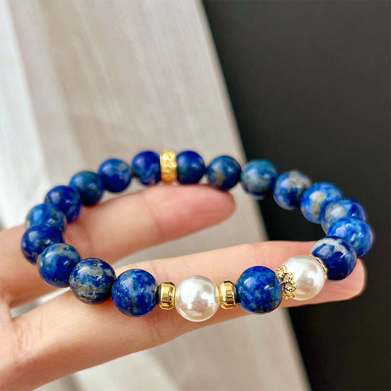Buddha Stonesラズライト ラピスラズリ ビーズ セレニティ バランス ブレスレット - image 1