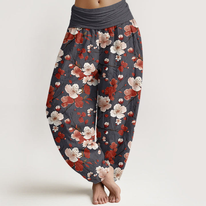Buddha Stonesピンクレッド桃の花デザインレディース伸縮性ウエストハーレムパンツ - グレー - US22、 UK/AU26、 EU54 (6XL) - image 8