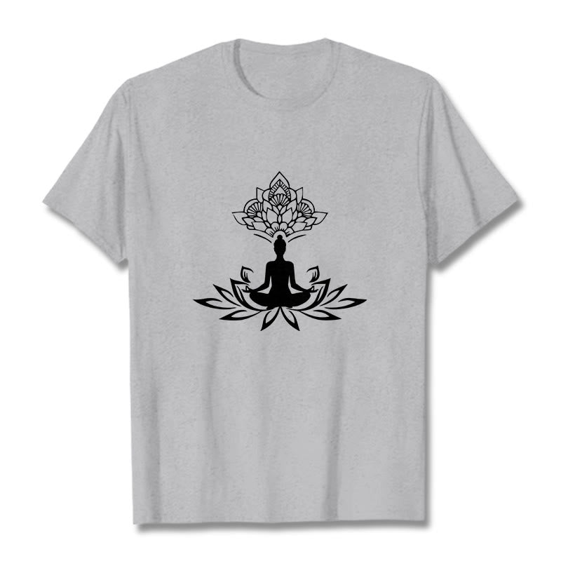 Buddha Stones、蓮の花、瞑想、仏陀のTシャツ - ライトグレー - 2XL - image 19