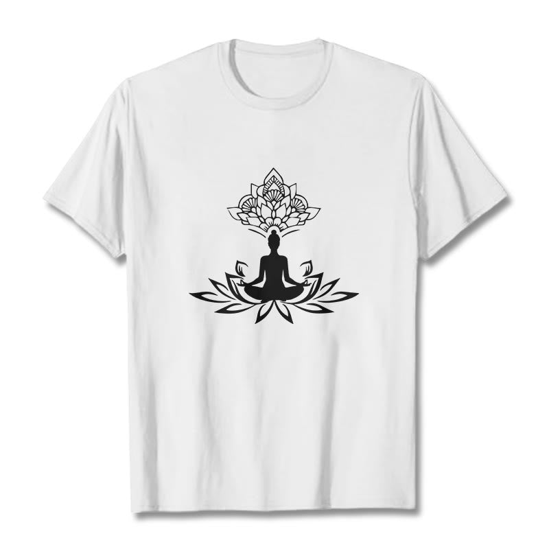 Buddha Stones、蓮の花、瞑想、仏陀のTシャツ - 白 - 2XL - image 0