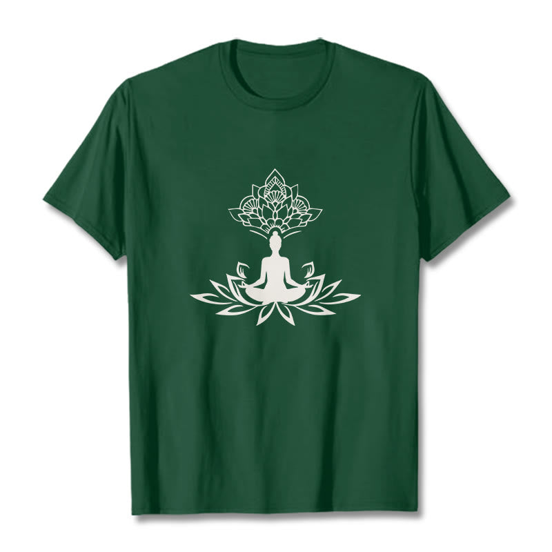 Buddha Stones、蓮の花、瞑想、仏陀のTシャツ - フォレストグリーン - 2XL - image 10