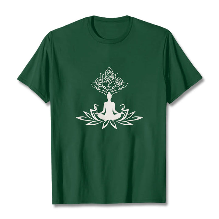Buddha Stones、蓮の花、瞑想、仏陀のTシャツ - フォレストグリーン - 2XL - image 10