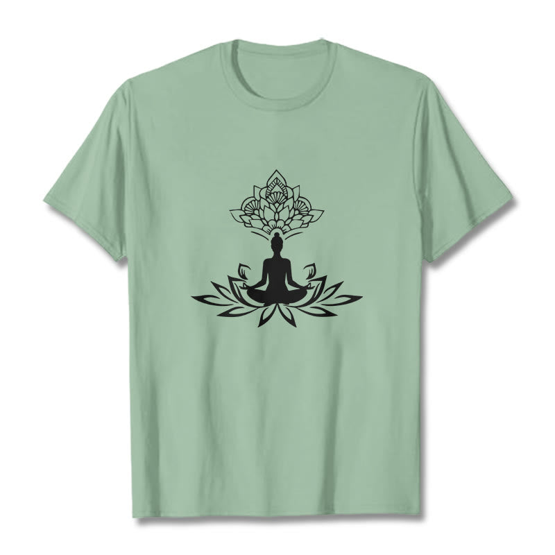 Buddha Stones、蓮の花、瞑想、仏陀のTシャツ - 淡い緑色 - 2XL - image 14