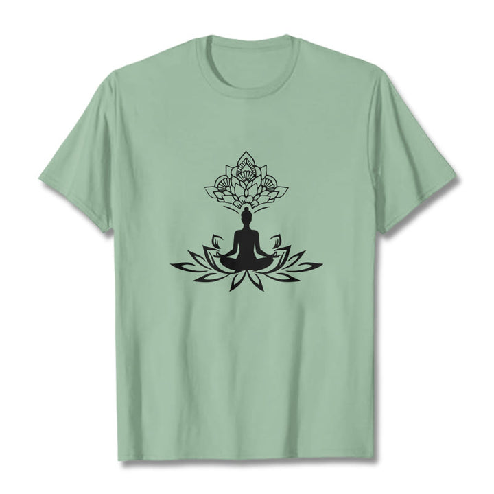 Buddha Stones、蓮の花、瞑想、仏陀のTシャツ - 淡い緑色 - 2XL - image 14
