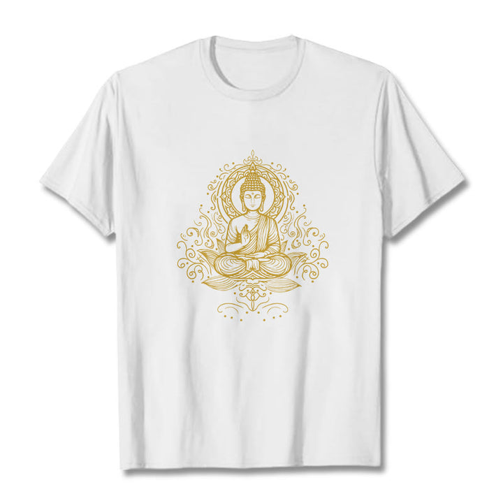 Buddha Stones、蓮の花、つる、瞑想、仏陀のTシャツ - 白 - 2XL - image 7