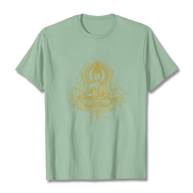 Buddha Stones、蓮の花、つる、瞑想、仏陀のTシャツ - 淡い緑色 - 2XL - image 14