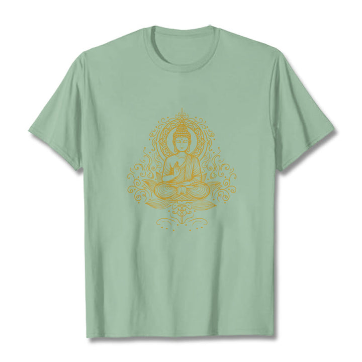 Buddha Stones、蓮の花、つる、瞑想、仏陀のTシャツ - 淡い緑色 - 2XL - image 14