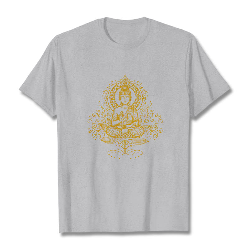 Buddha Stones、蓮の花、つる、瞑想、仏陀のTシャツ - ライトグレー - 2XL - image 19
