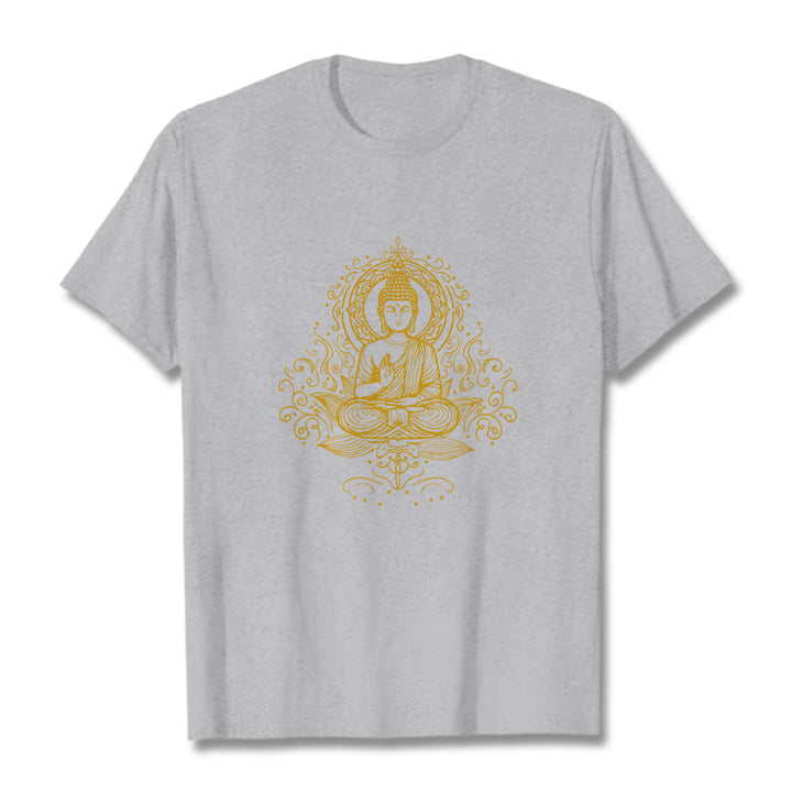 Buddha Stones、蓮の花、つる、瞑想、仏陀のTシャツ - ライトグレー - 2XL - image 19