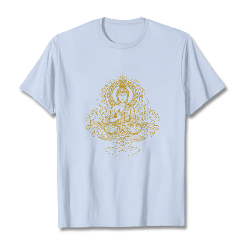 Buddha Stones、蓮の花、つる、瞑想、仏陀のTシャツ - ライトシアン - 2XL - image 18