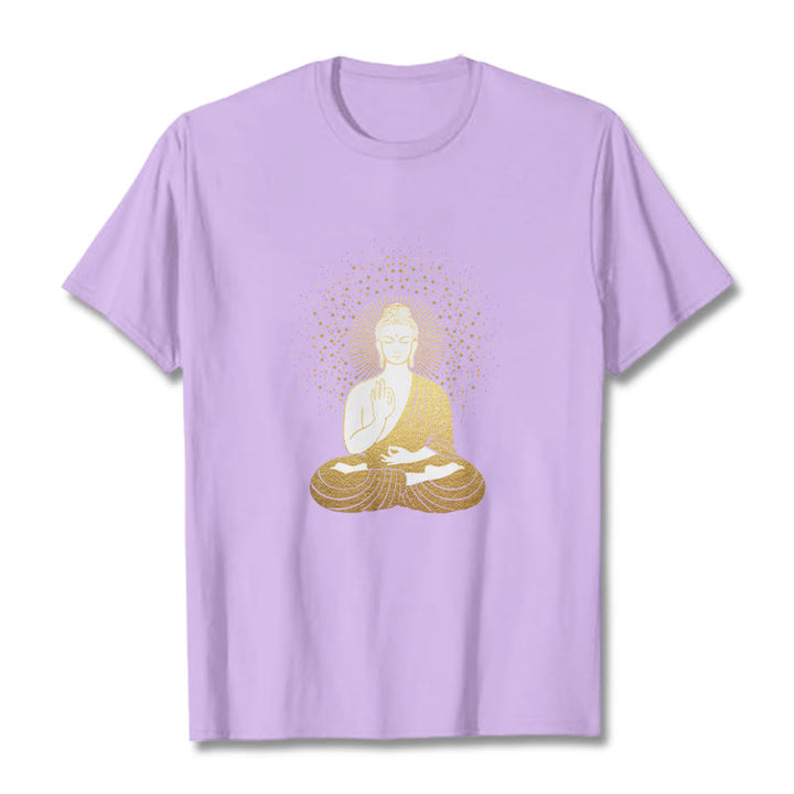 Buddha Stones、黄金の瞑想、黄金のオーラを持つ仏陀のTシャツ - 梅 - 2XL - image 17