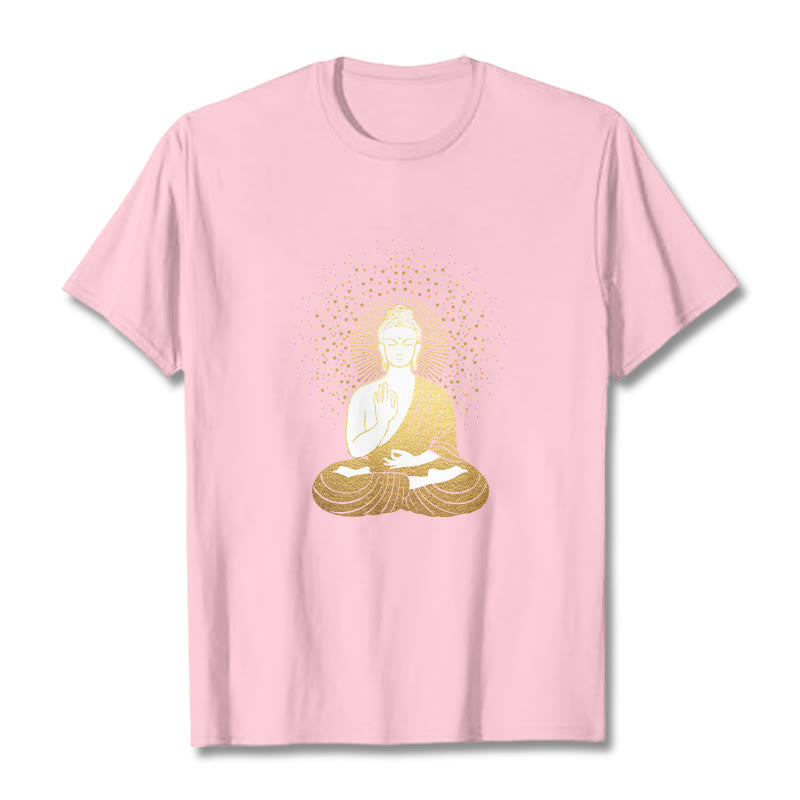 Buddha Stones、黄金の瞑想、黄金のオーラを持つ仏陀のTシャツ - ライトピンク - 2XL - image 12