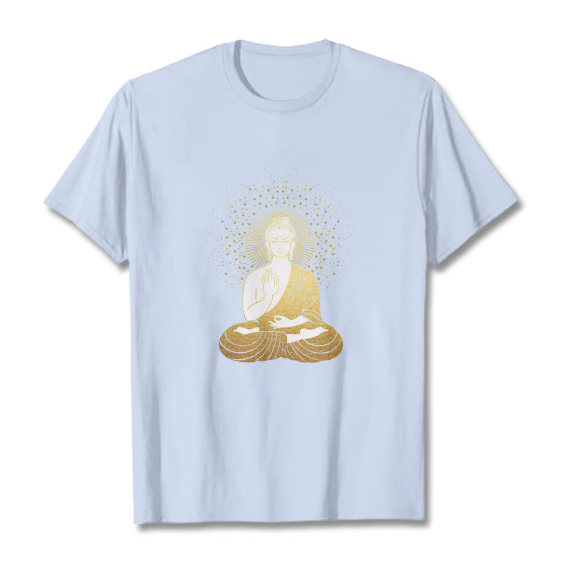 Buddha Stones、黄金の瞑想、黄金のオーラを持つ仏陀のTシャツ - ライトシアン - 2XL - image 18