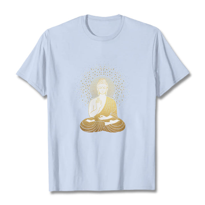 Buddha Stones、黄金の瞑想、黄金のオーラを持つ仏陀のTシャツ - ライトシアン - 2XL - image 18