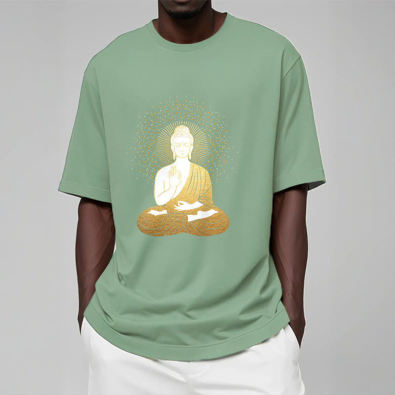 Buddha Stones、黄金の瞑想、黄金のオーラを持つ仏陀のTシャツ - image 16