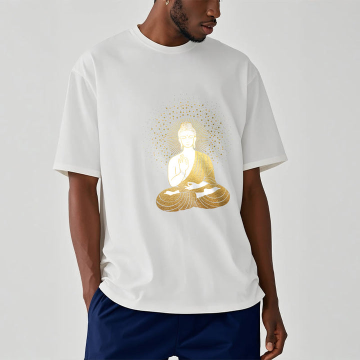 Buddha Stones、黄金の瞑想、黄金のオーラを持つ仏陀のTシャツ - image 9