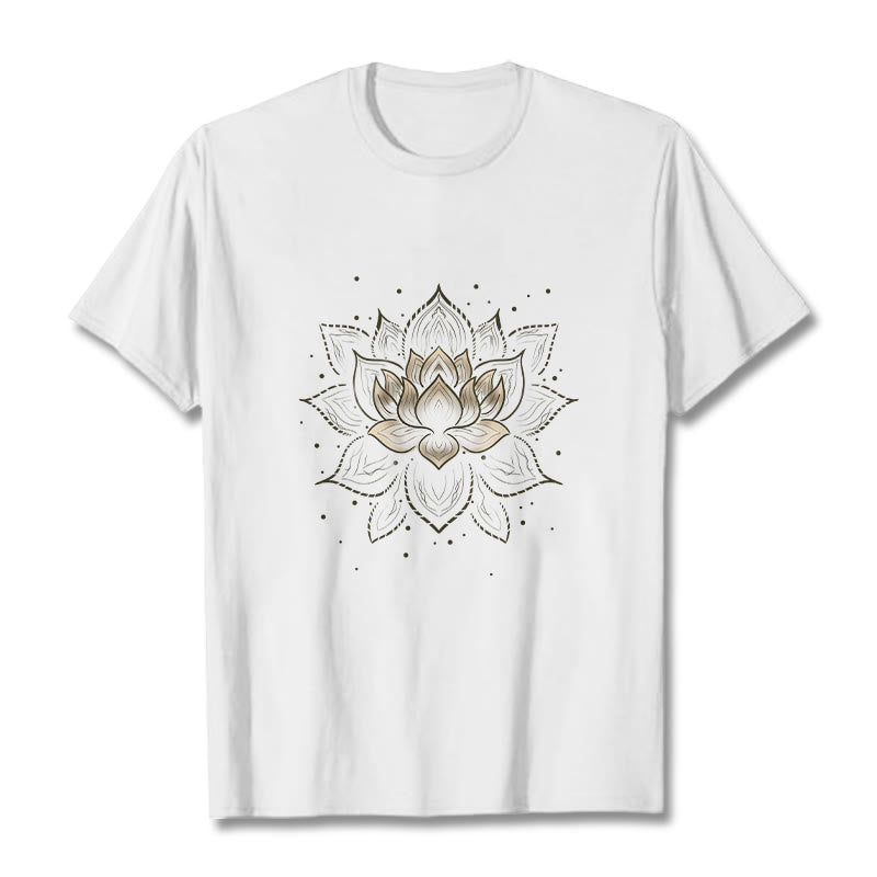 Buddha Stonesの黄金蓮の花のデザインTシャツ - 白 - 2XL - image 6