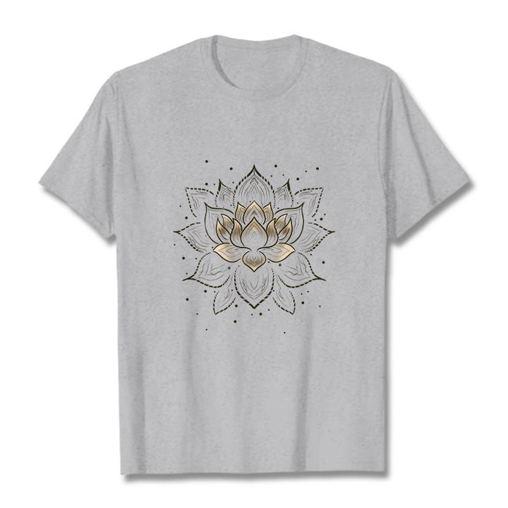 Buddha Stonesの黄金蓮の花のデザインTシャツ - ライトグレー - 2XL - image 19