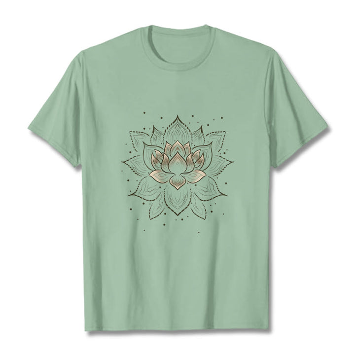 Buddha Stonesの黄金蓮の花のデザインTシャツ - 淡い緑色 - 2XL - image 14