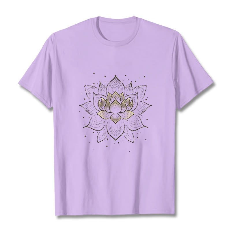 Buddha Stonesの黄金蓮の花のデザインTシャツ - 梅 - 2XL - image 16
