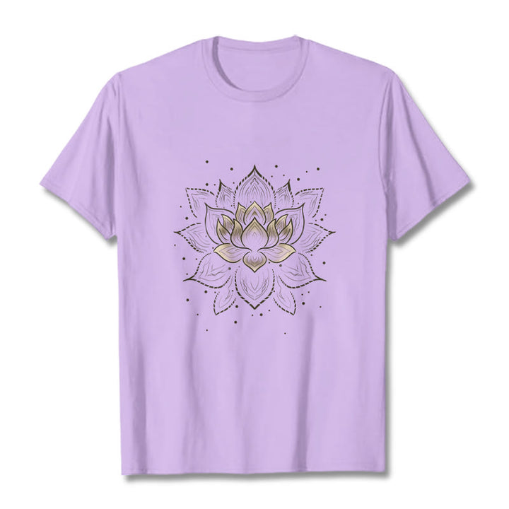 Buddha Stonesの黄金蓮の花のデザインTシャツ - 梅 - 2XL - image 16