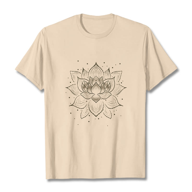 Buddha Stonesの黄金蓮の花のデザインTシャツ - ビスク - 2XL - image 9