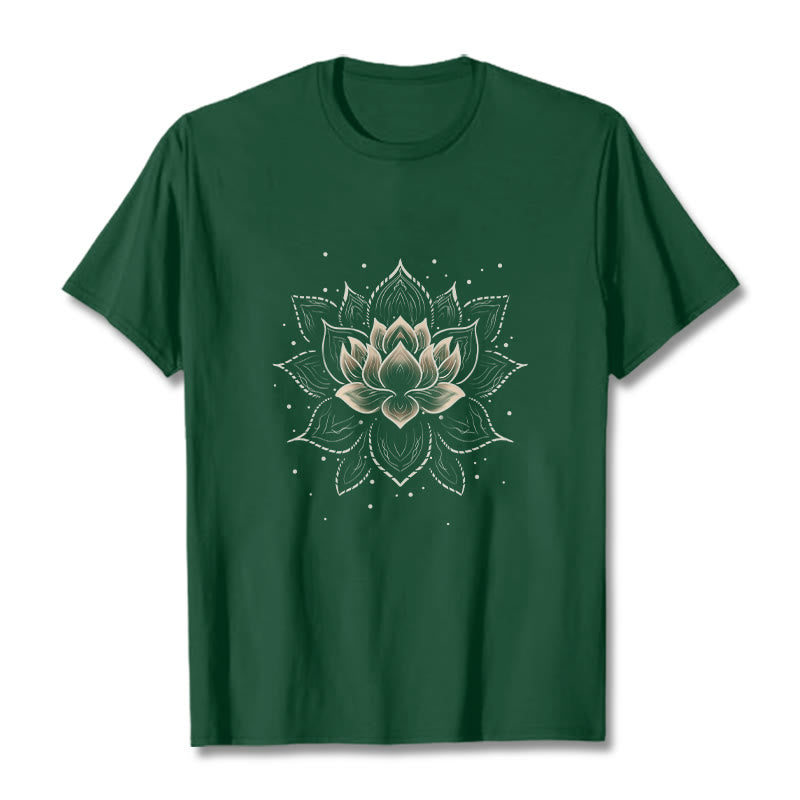 Buddha Stonesの黄金蓮の花のデザインTシャツ - フォレストグリーン - 2XL - image 10