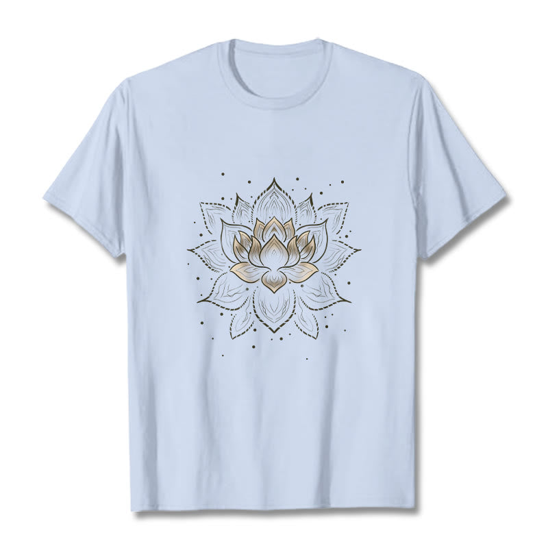 Buddha Stonesの黄金蓮の花のデザインTシャツ - ライトシアン - 2XL - image 18