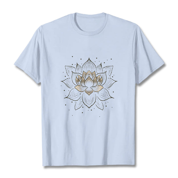 Buddha Stonesの黄金蓮の花のデザインTシャツ - ライトシアン - 2XL - image 18