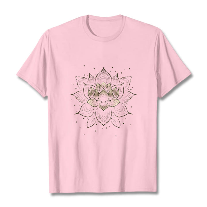 Buddha Stonesの黄金蓮の花のデザインTシャツ - ライトピンク - 2XL - image 12
