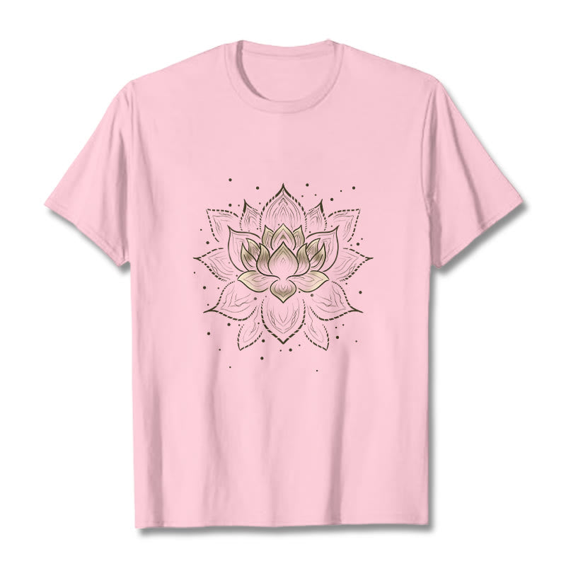 Buddha Stonesの黄金蓮の花のデザインTシャツ - ライトピンク - 2XL - image 13